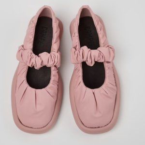 Camper Pink Ruffled Mary Jane Flats